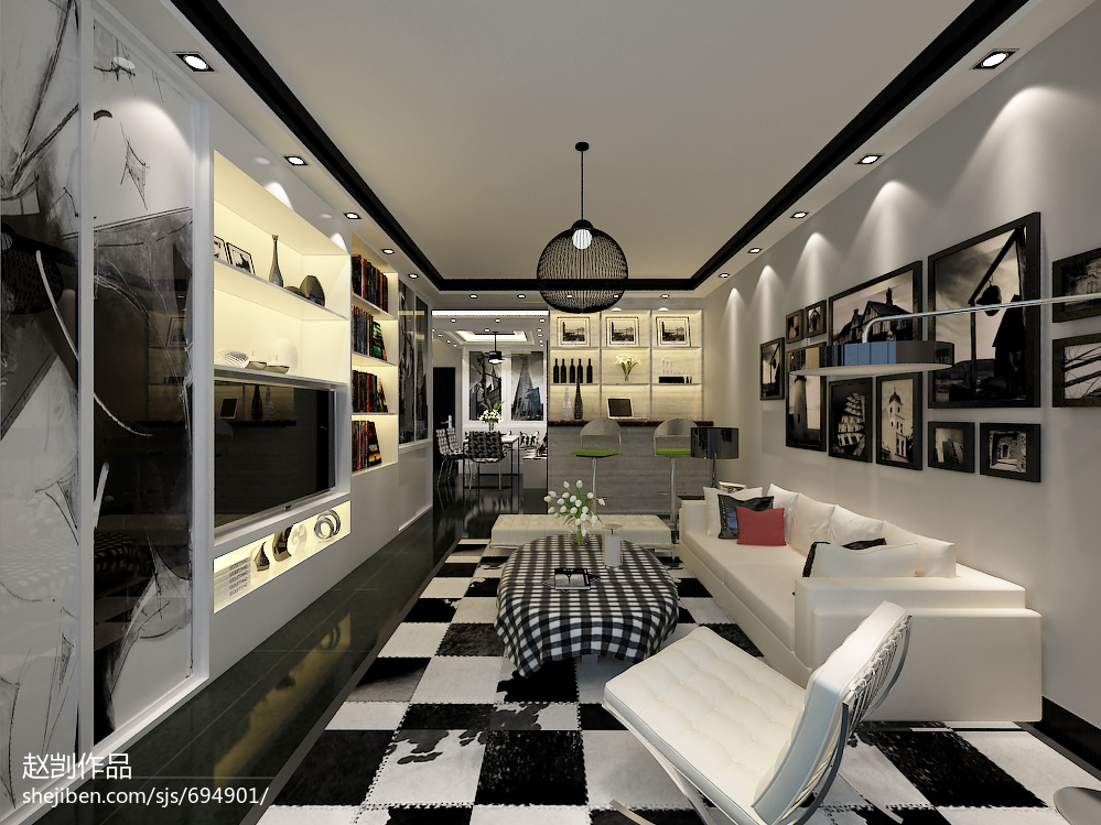 光華苑現代客廳展示柜裝修效果圖 &ndash; 設計本裝修效果圖